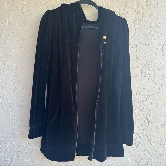 JUICY COUTURE Velour Hoodie Dress Women XL Full Zip Y2K Long Sleeve - Picture 11 of 11